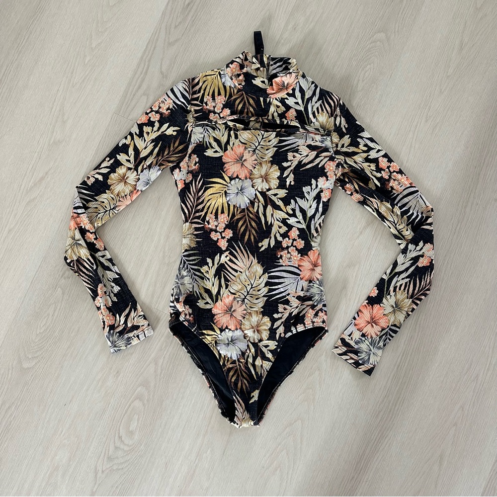 Rip Curl Black Floral Bodysuit